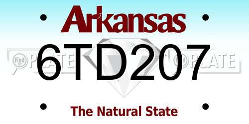 6TD207 Arkansas License Plate