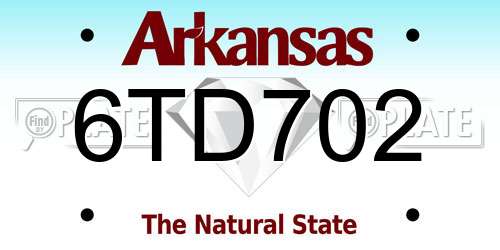 6TD702 Arkansas License Plate