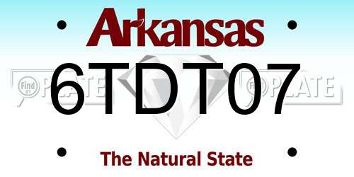 6TDT07 Arkansas License Plate