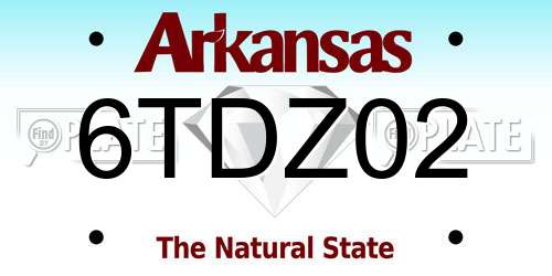 6TDZ02 Arkansas License Plate