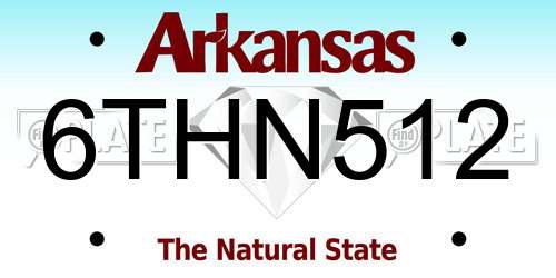 6THN512 Arkansas License Plate