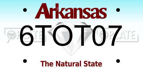 6TOT07 Arkansas License Plate