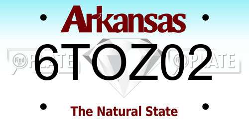 6TOZ02 Arkansas License Plate