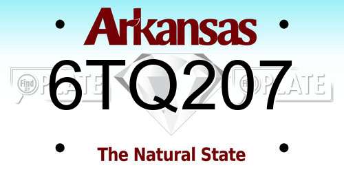 6TQ207 Arkansas License Plate