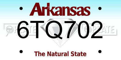 6TQ702 Arkansas License Plate