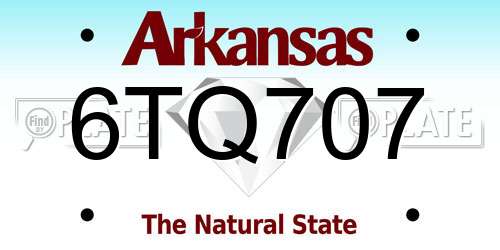 6TQ707 Arkansas License Plate