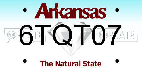 6TQT07 Arkansas License Plate