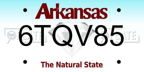 6TQV85 Arkansas License Plate
