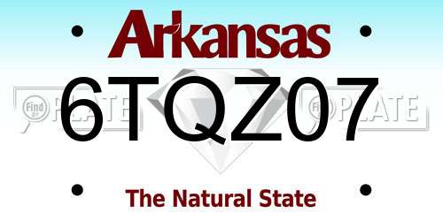 6TQZ07 Arkansas License Plate