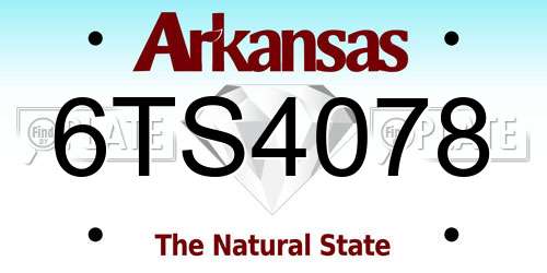 6TS4078 Arkansas License Plate