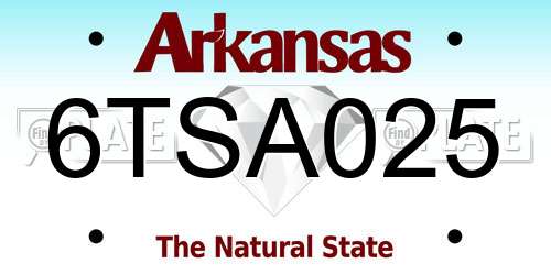 6TSA025 Arkansas License Plate