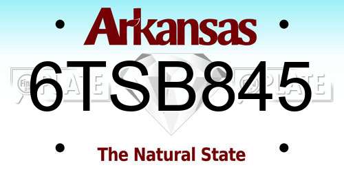 6TSB845 Arkansas License Plate