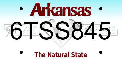 6TSS845 Arkansas License Plate