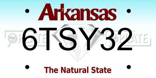 6TSY32 Arkansas License Plate
