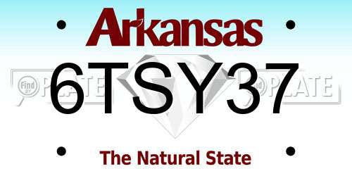 6TSY37 Arkansas License Plate