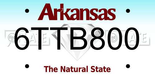 6TTB800 Arkansas License Plate