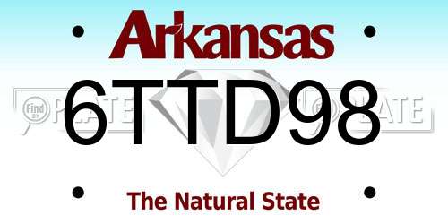 6TTD98 Arkansas License Plate