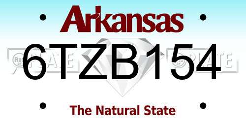 6TZB154 Arkansas License Plate