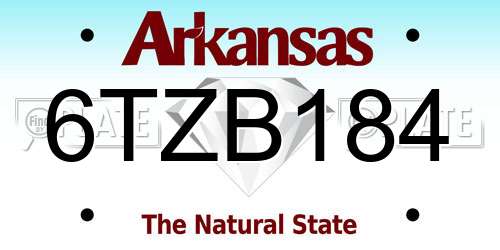 6TZB184 Arkansas License Plate