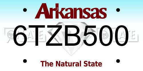 6TZB500 Arkansas License Plate
