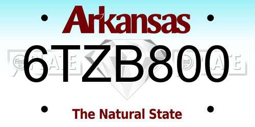 6TZB800 Arkansas License Plate