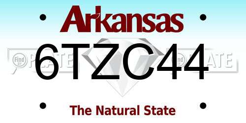 6TZC44 Arkansas License Plate