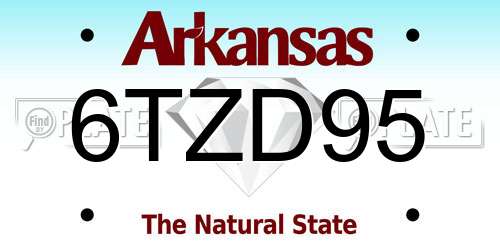 6TZD95 Arkansas License Plate