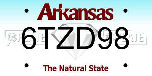 6TZD98 Arkansas License Plate