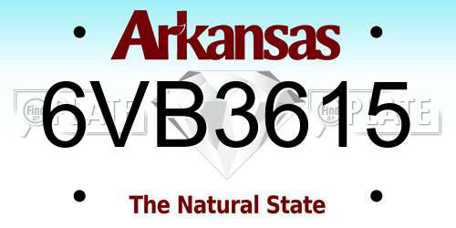 6VB3615 Arkansas License Plate