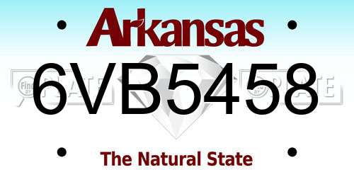 6VB5458 Arkansas License Plate