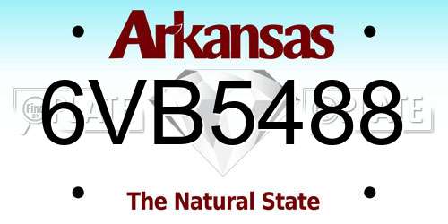 6VB5488 Arkansas License Plate