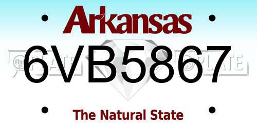 6VB5867 Arkansas License Plate
