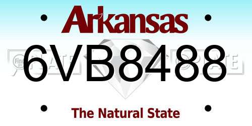 6VB8488 Arkansas License Plate