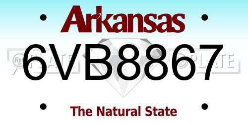 6VB8867 Arkansas License Plate