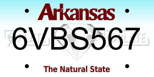 6VBS567 Arkansas License Plate