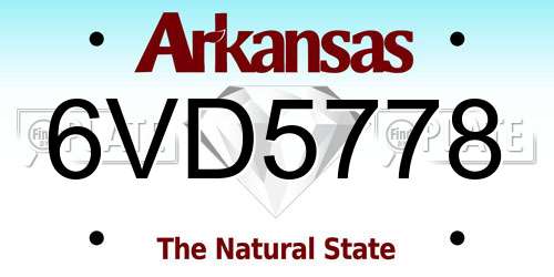 6VD5778 Arkansas License Plate