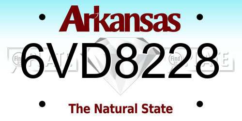 6VD8228 Arkansas License Plate