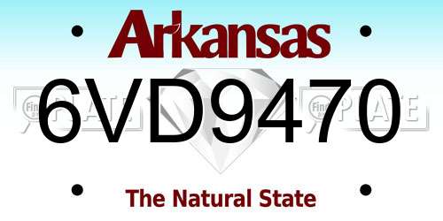 6VD9470 Arkansas License Plate