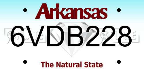 6VDB228 Arkansas License Plate