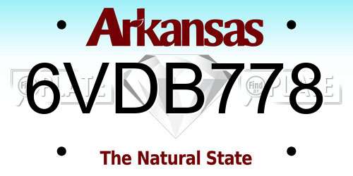 6VDB778 Arkansas License Plate
