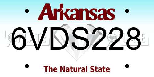 6VDS228 Arkansas License Plate