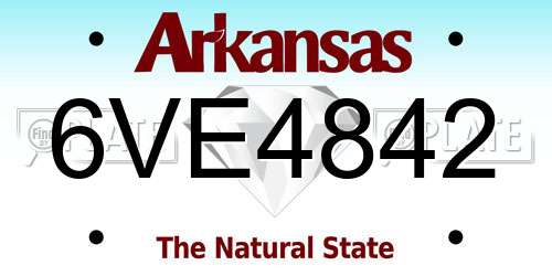 6VE4842 Arkansas License Plate
