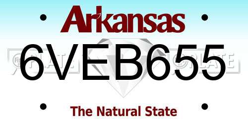 6VEB655 Arkansas License Plate