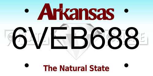 6VEB688 Arkansas License Plate