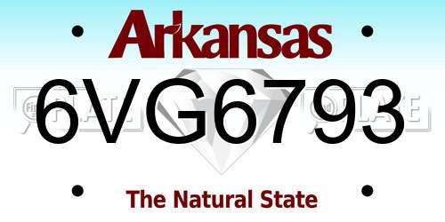 6VG6793 Arkansas License Plate