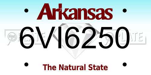 6VI6250 Arkansas License Plate