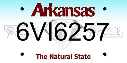 6VI6257 Arkansas License Plate
