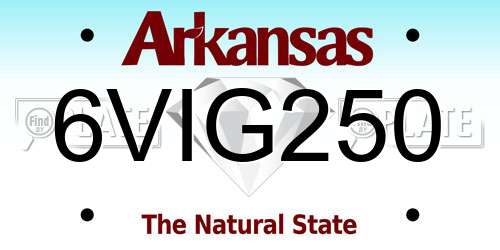 6VIG250 Arkansas License Plate