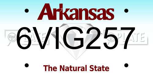 6VIG257 Arkansas License Plate