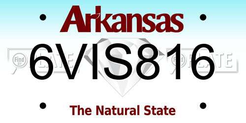 6VIS816 Arkansas License Plate